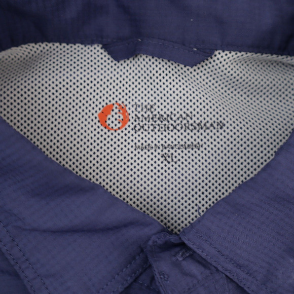 The American Outdoorsmen XL Solid Blue Short Sleeve Full Button Collared Shirt - Picture 8 of 10